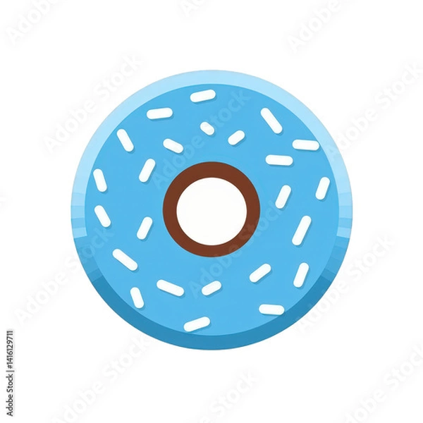 Fototapeta A vibrant blue donut with white sprinkles and a chocolate center, set against a minimalist background, perfect for food-related projects or dessert-themed content