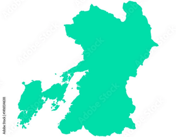 Fototapeta 熊本県　地図　グリーン　イラスト