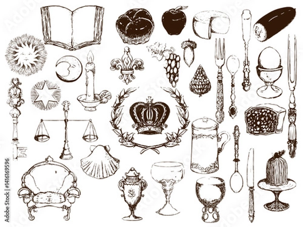 Obraz アンティーク線画完成