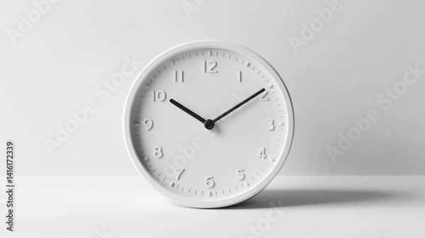Fototapeta Timeless Moment: A minimalist round clock with a subtle shadow on a clean backdrop. It captures the essence of time in a clean, modern design.