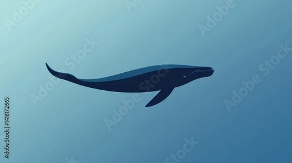 Fototapeta Ocean's Gentle Giant: A solitary whale gracefully glides through the depths, a symbol of ocean life's tranquility and the majesty of marine mammals.