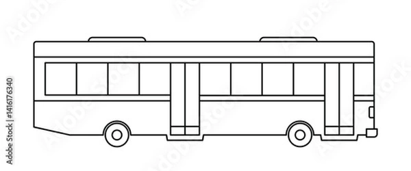 Fototapeta Black single bus thin line icon, simple modern urban transport flat design illustration drawing element for app ui ux web button, interface pictogram elements isolated on white background