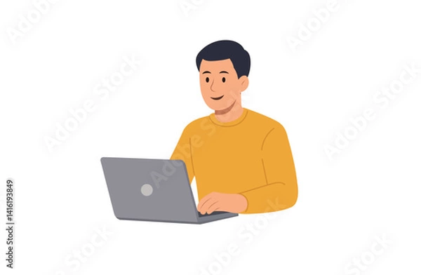 Fototapeta man with laptop vector image