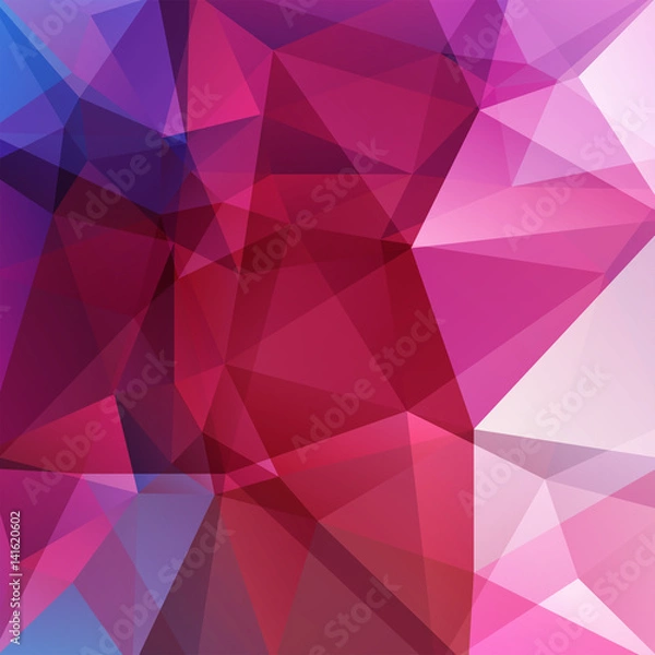 Fototapeta Geometric pattern, polygon triangles vector background in red, blue, white tones. Illustration pattern