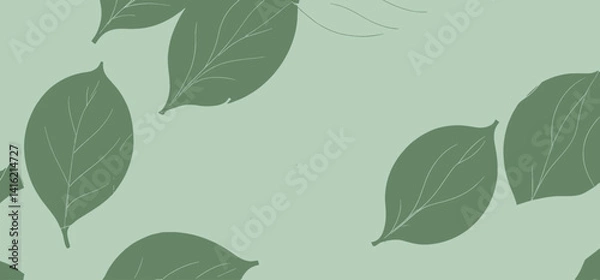 Fototapeta Green Leaf Pattern Background Image_Minimalist Botanical Art_Nature Inspired Design_Soft Green Tones_Perfect for Wallpapers and Digital Art Projects_Elegantly Simple_Leaf Illustration