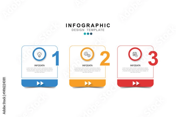 Fototapeta Business infographic template. 3 Step timeline journey. Process diagram, 3 options on white background