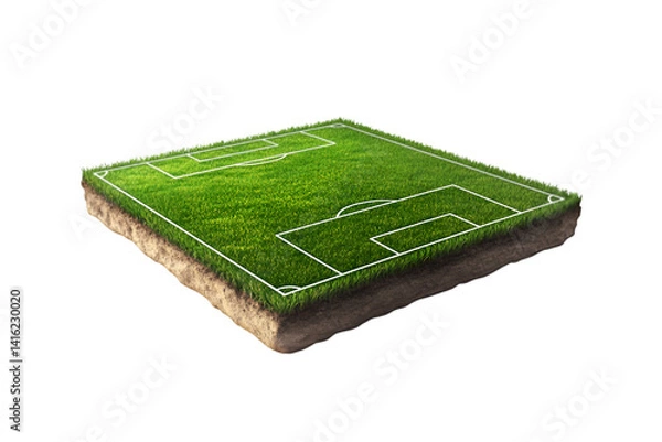 Obraz Soccer field turf grass isolated 3D render