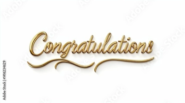 Obraz Elegant Script Congratulations Text in Gold Color with Curves