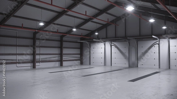 Obraz empty warehouse with concrete floor. 3d rendering