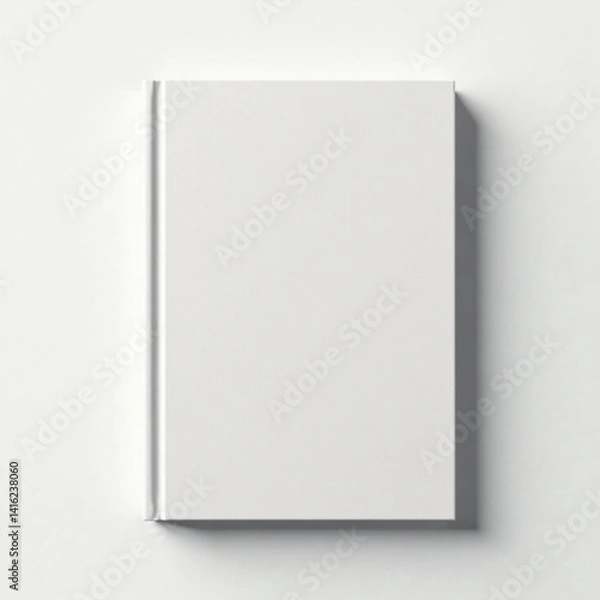 Fototapeta Simple book cover template with white background and subtle shadows, white, modern
