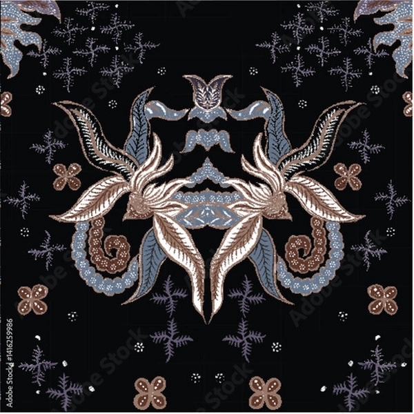 Obraz Elegant Indonesian Batik Design with Floral Ornament