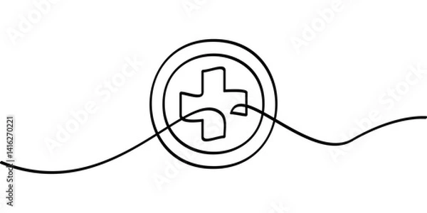 Obraz continuous line drawing of cross medicine symbol. abstract line art illustration