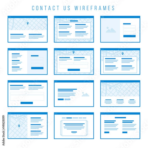 Fototapeta Contact us Wireframe components for prototypes.