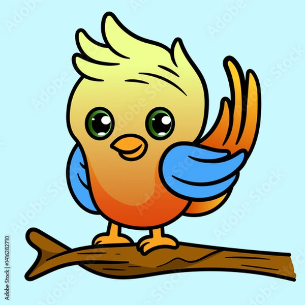 Obraz Birds character pets colored wings funny exotic flying action poses pictures. Animal bird character various colored illustration