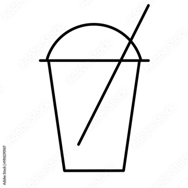 Fototapeta illustration of a cup in outline style. This drawing represents a cup, perfect for drinks like coffee, tea, or water. The design makes it ideal for use in food, beverage, or hospitality-themed project