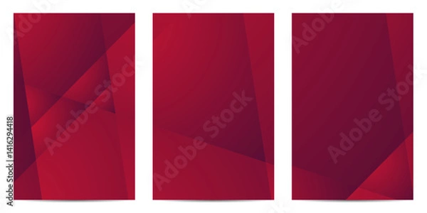 Obraz Three maroon abstract backgrounds display geometric lines and shapes with a layered effect, suggesting a modern, elegant theme. These backgrounds were selected for use as website illustrations.