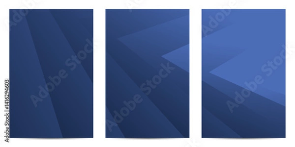 Fototapeta Three abstract blue shapes create a modern graphic for the webpage. Geometric shapes are layered and cast shadows in different shades of blue.