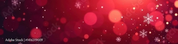 Fototapeta Delicate snowflakes scatter across a red-to-burgundy gradient  , winter illustration, christmas illustration