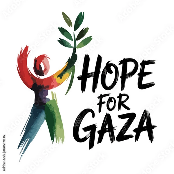 Obraz Watercolor Brushstroke Art for Gaza

