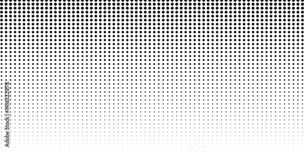 Fototapeta Halftone gradient. Dotted gradient, smooth dots spraying and halftones dot background seamless horizontal geometric pattern modern