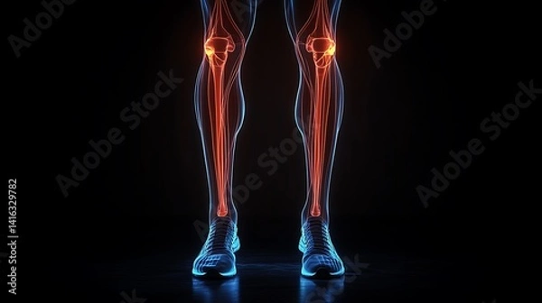 Obraz Human Leg Anatomy: Tibia and Fibula, 3D Render