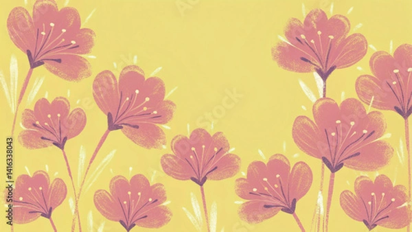 Fototapeta spring colorful flower elements vector. Set floral of wildflower Modern Folk Vector 