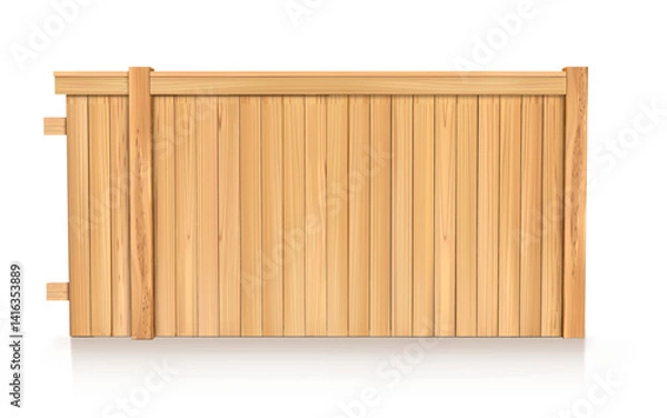 Obraz Section of a light wood fence with vertical planks. Vector illustration