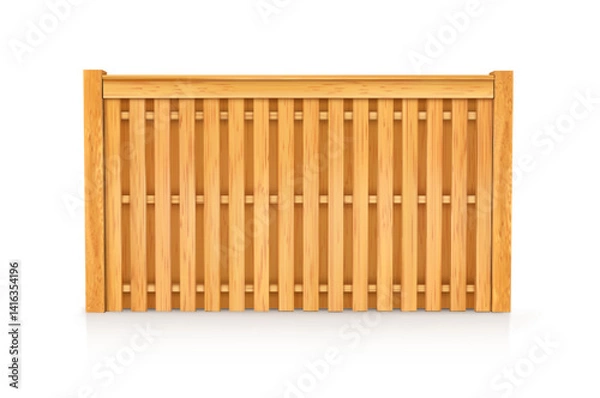 Obraz Section of a wooden fence with double vertical slats. Vector illustration