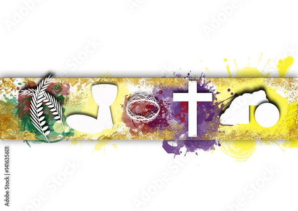 Fototapeta Holy week, Passion and Resurrection of Jesus Christ. Modern abstract artistic background with copy space for text.