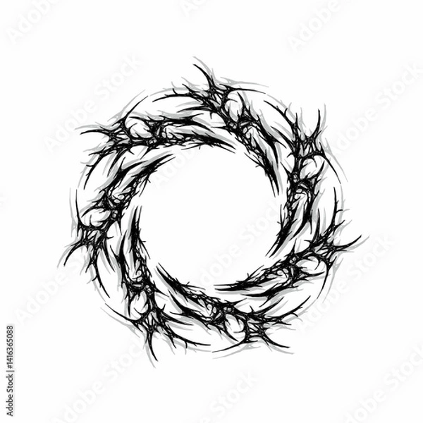 Obraz Neo tribal spiral emblem with sharp and intricate linework. Perfect for streetwear, stickers, and edgy digital or print designs. clean vector isolated on white background