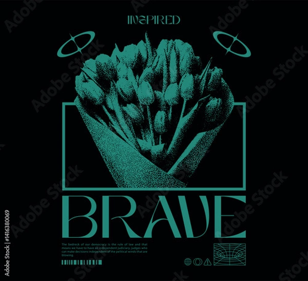 Fototapeta Vector illustration of roses with slogan artwork, retro and modern, streetwear graphic design for t-shirt print design template.