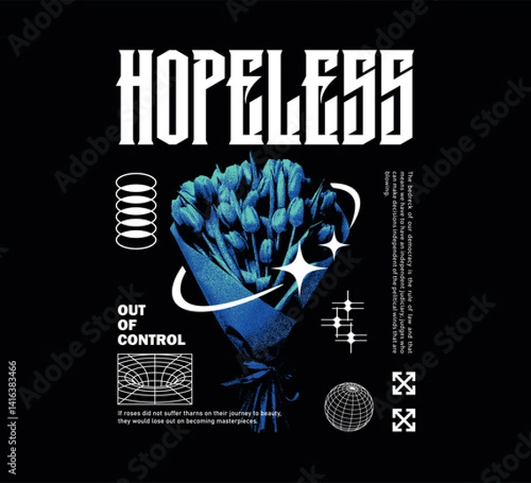Fototapeta Vector illustration of roses with slogan artwork, retro and modern, streetwear graphic design for t-shirt print design template.