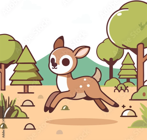 Obraz deer in a Cartoon Forest vector