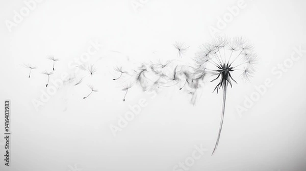 Obraz Dandelion seeds carried by wind