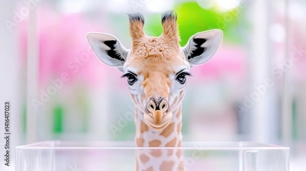 Obraz Close-up of a young giraffe's face