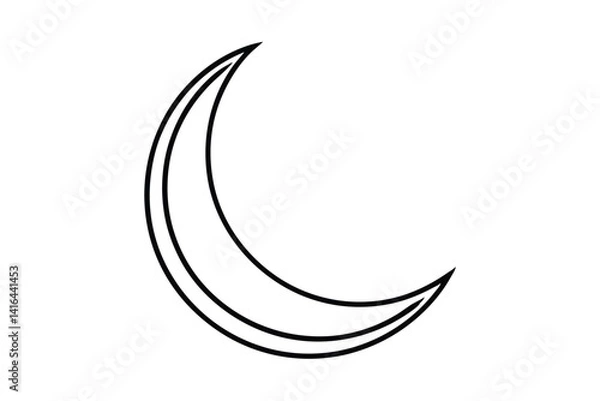 Fototapeta Crescent moon line art vector icon isolated on white background
