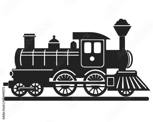 Fototapeta Steam locomotive train silhouette vector illustration isolated on white background