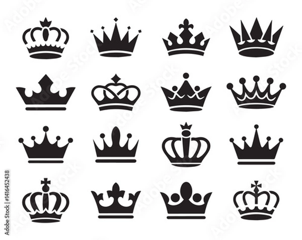 Fototapeta Set of crown silhouette vector collection black color