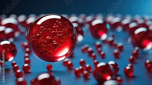 Fototapeta A swirling stream of red blood cells moving through a transparent