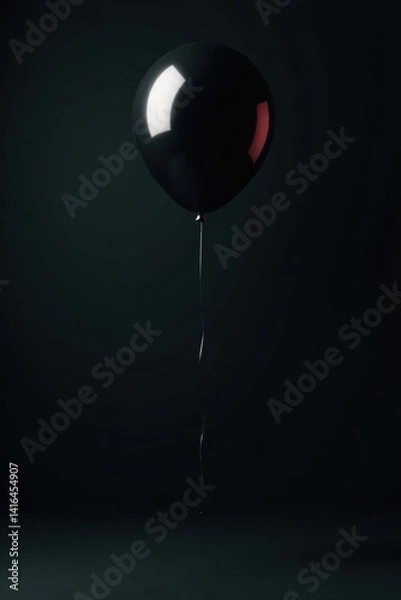 Obraz Floating black balloons, dark moody backdrop, ample copy space, dark background, dark, marketing