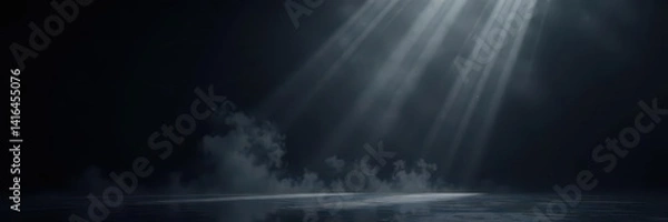 Obraz Grey spotlight, ethereal dust motes, black backdrop,  dramatic,  studio