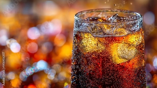 Fototapeta Refreshing soda with ice