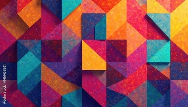 Fototapeta Abstract geometric shapes repeating in vibrant colors , contemporary, repeat