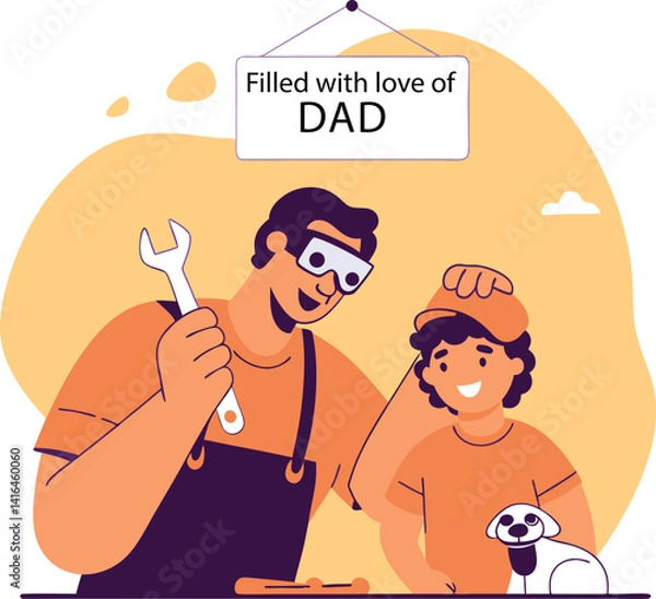 Obraz Filled With Love of Dad - Heartfelt Father's Day Card, Custom Dad Appreciation Design, Printable Gift for Dad, Emotional Father's Day Message