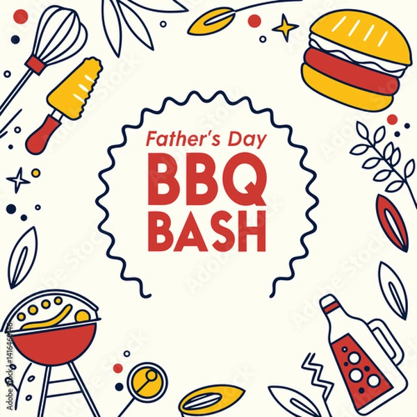 Obraz Father's Day BBQ Party Invitation, Custom Grill-Themed Design, Dad Celebration Flyer, Backyard Cookout, Printable Event Card, Family Gathering