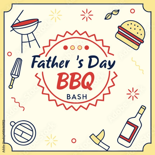 Obraz Father's Day BBQ Party Invitation, Custom Grill-Themed Design, Dad Celebration Flyer, Backyard Cookout, Printable Event Card, Family Gathering