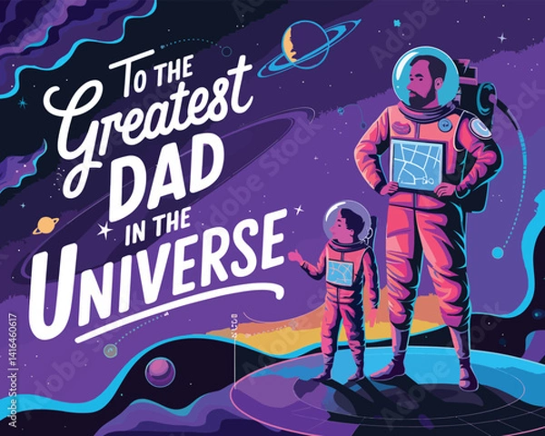 Obraz Best Dad in the Universe Gift Idea, Father's Day Card, Unique Dad Appreciation, Custom Starry Night Design, Heartfelt Dad Quote, Printable Greeting Card