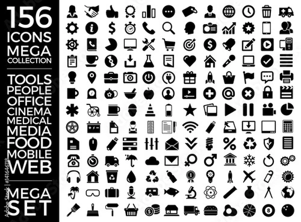 Fototapeta Set Of Icons, Quality Universal Pack, Big Icon Collection Vector Design Eps 10