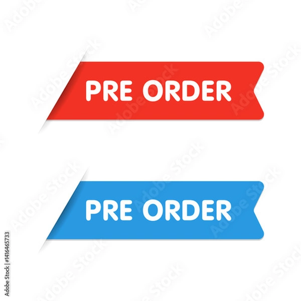 Fototapeta Vector Pre Order Tag Ribbon Labels