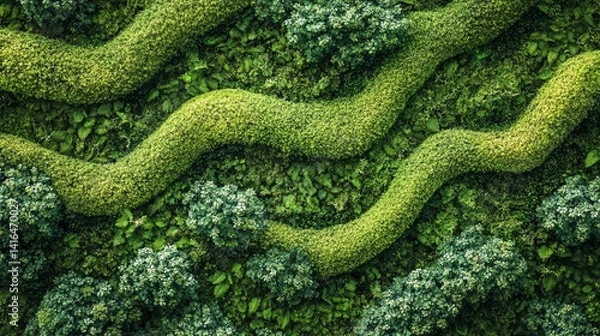 Obraz A mesmerizing forest floor covered in soft moss, showcasing naturally repeating patterns that create a tranquil, serene atmosphere.